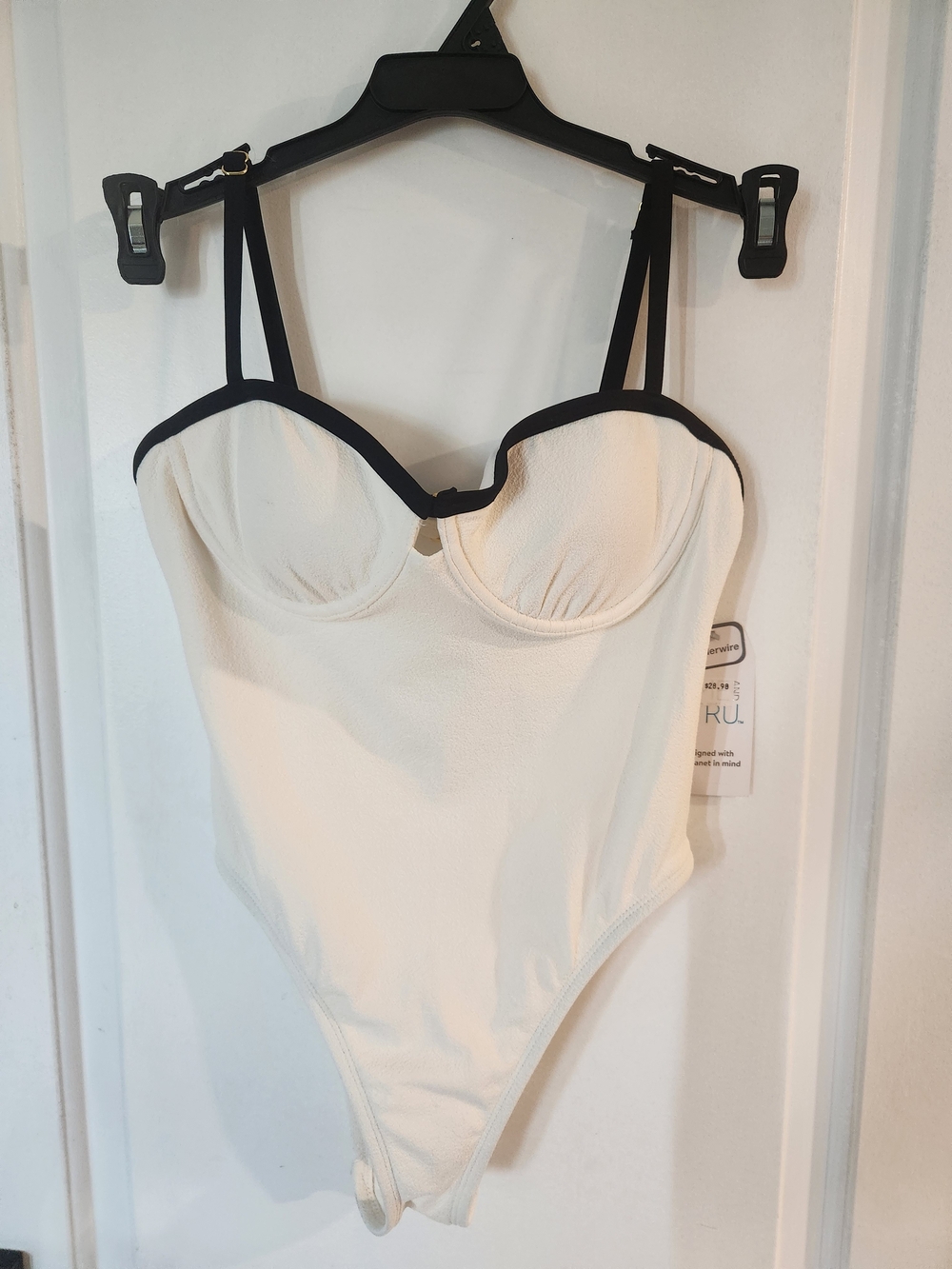 Women's Ivory Contrast-Trim Swimsuit